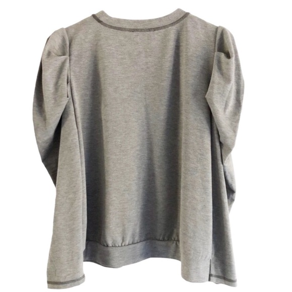 Nine West Gray Puff Shoulder Long Sleeve Top XL - Picture 2 of 7